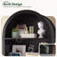 Bibliothèque de rangement / armoire arquée avec portes cannelées et tablettes réglables - entrée, salon-697144277-703414287