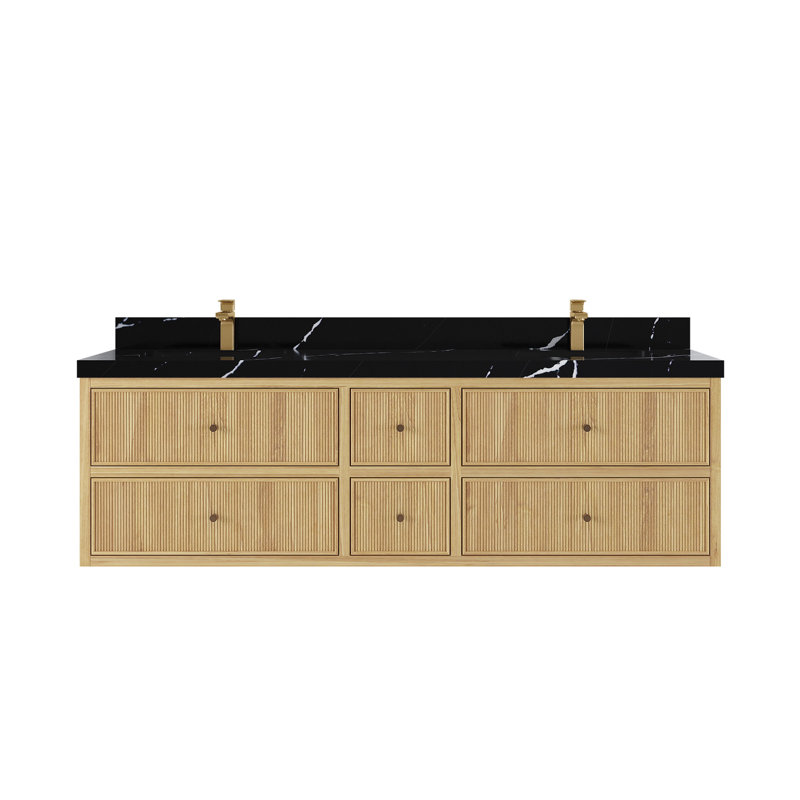 Ensemble de meuble-lavabo double 72 po Sonoma, Noir Calacatta