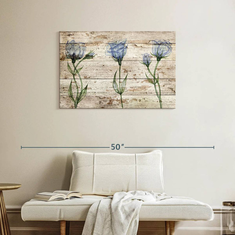 Harnek Lisianthus On Wood, 24" H x 36" W