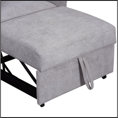 Chenille Convertible Sleeper Chair with Adjustable Backrest, 3 IN 1 Lounger Chair Turns Into Bed, Single Bed for Living Room