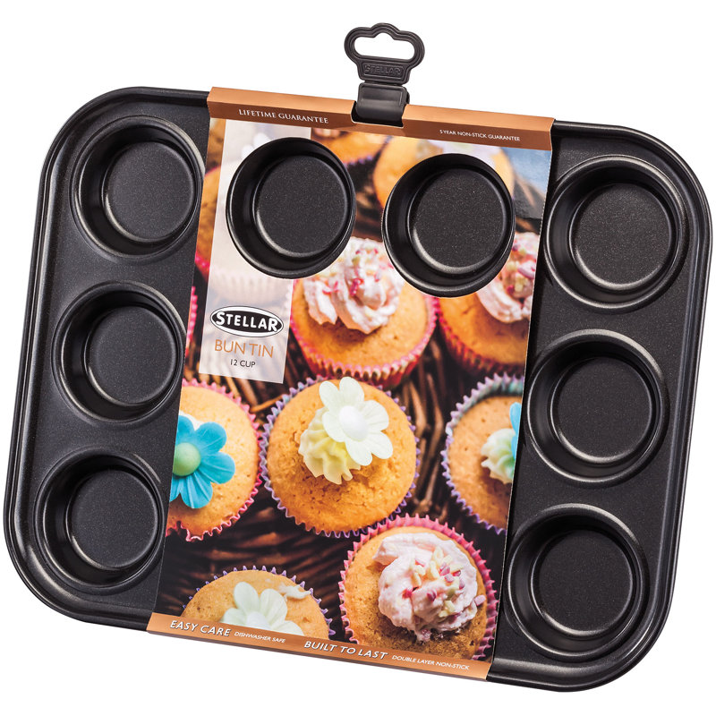 Stellar Stellar Baking 12 Cup Non-Stick Steel Muffin Pan with Lid