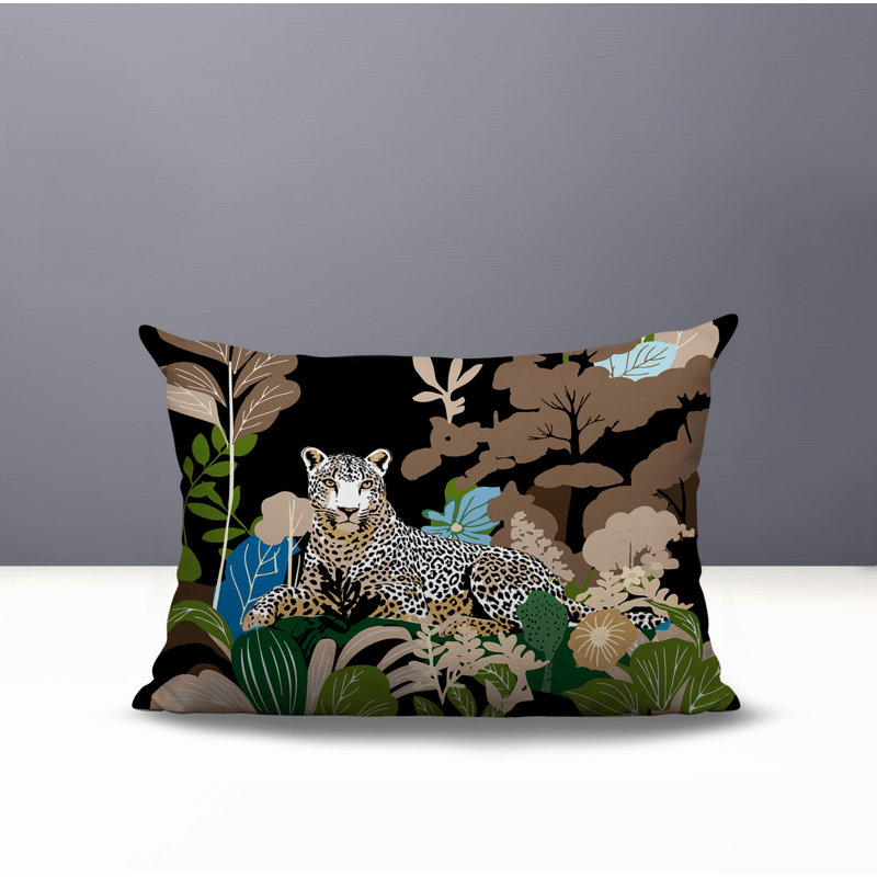Oreiller rectangulaire réversible intérieur / extérieur Tai Leopard, Beige, Rectangle H 14 po x l 20 po