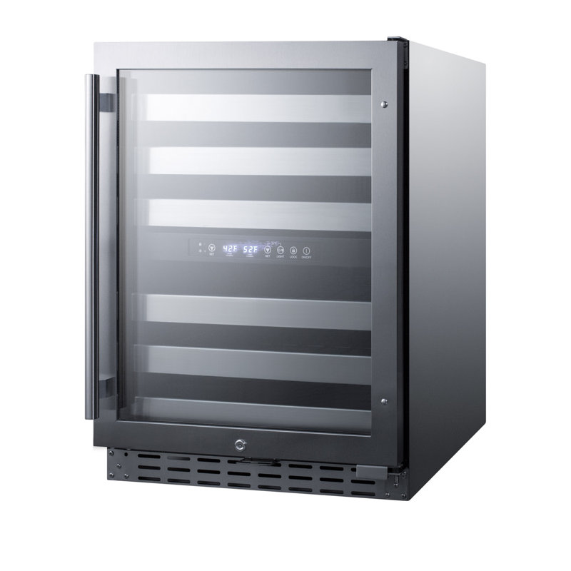 Summit Appliance Dual Zone 23.5 " Built-In 46 Bottle Wine Refrigerator, Black