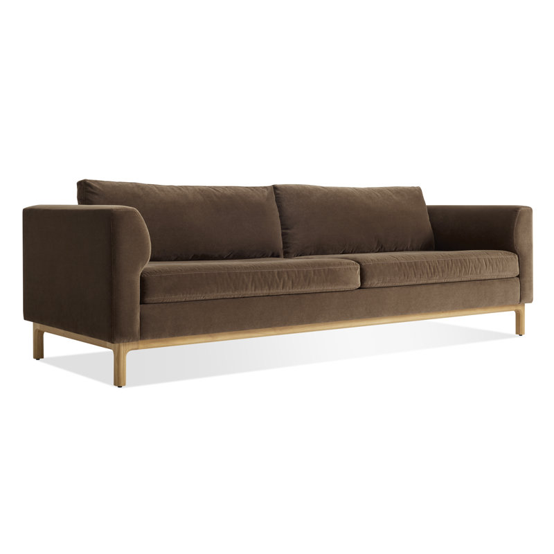 Guide Sofa, 31" H x 96" W x 36" D, White Oak, Coffee Velvet Polyester Blend
