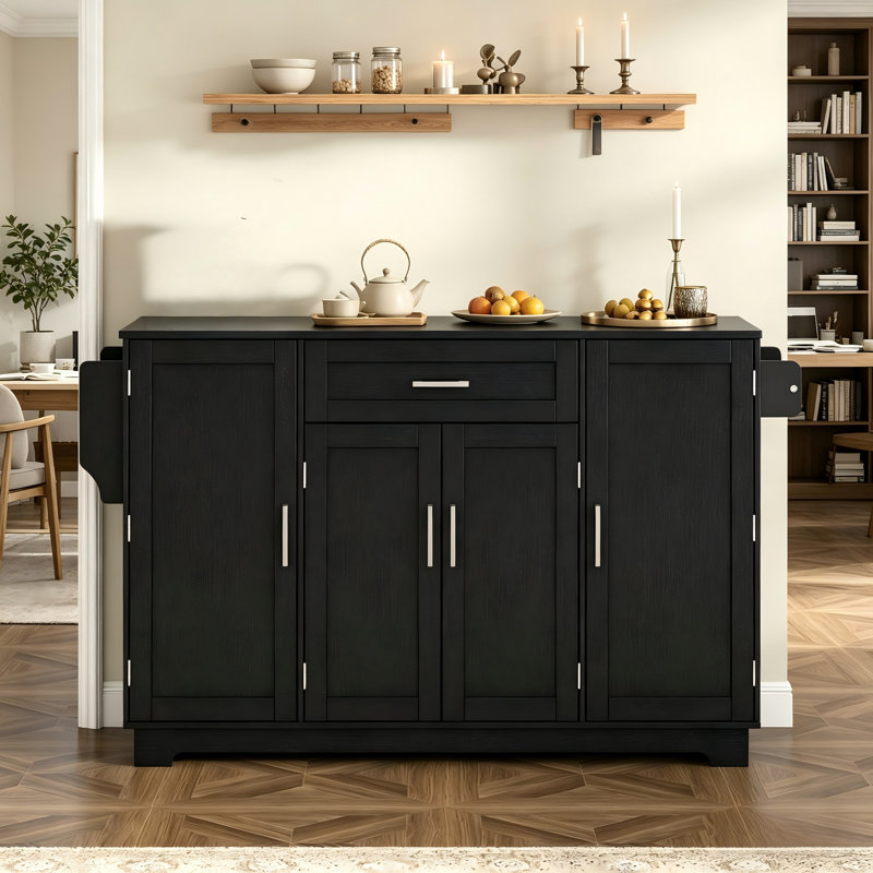 U-Shaped Sideboard With Four Doors And One Drawer For Large-Capacity Storage, Featuring Adjustable Shelves And Side Racks.