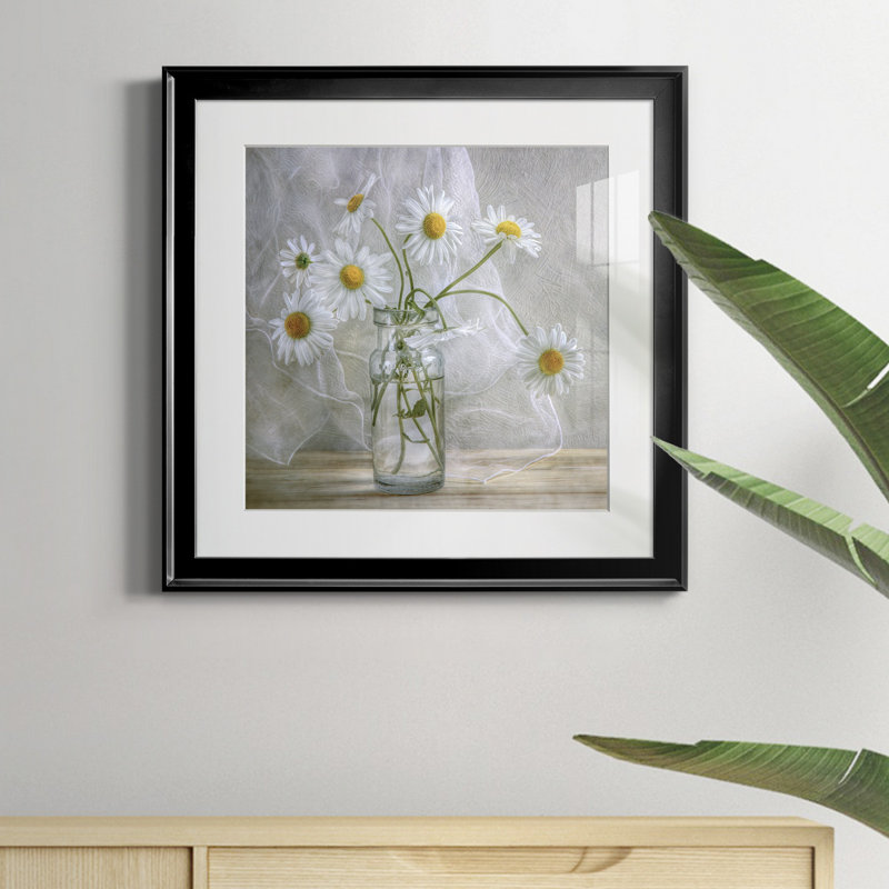 Marguerites - cadre photo, reproduction d'art sur toile, Cadre noir, H 30,5 po x l 30,5 po x P 1,5 po