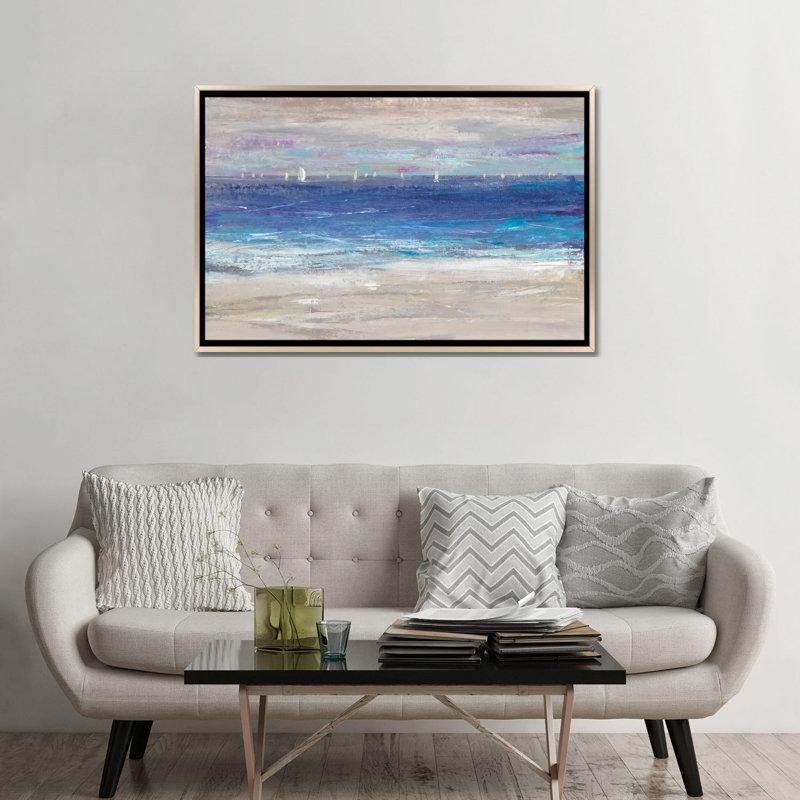 «Distant Regatta I», reproduction d'art sur toile encadrée, Champagne, H 32 po x l 48 po