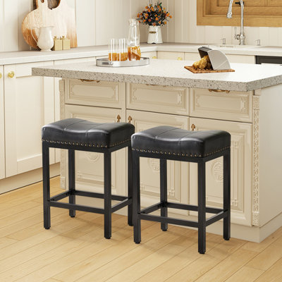 24” Counter Height Bar Stools, Kitchen Counter Saddle Barstools For Pub, Bar, Dining Room