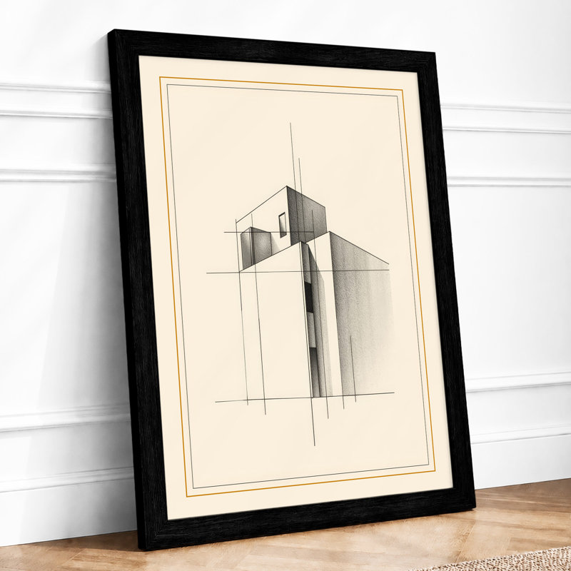 Modernist Structure Study Industrial - Framed Print, A1 - 84.1 x 59.4 cm, Black