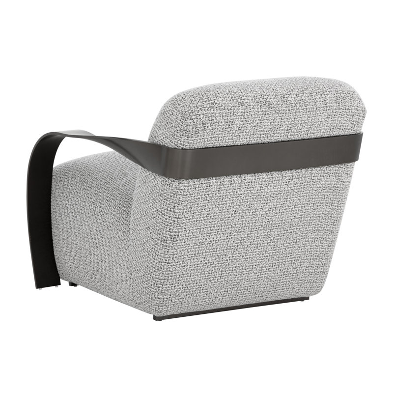 Lounge Chair, Gray Cotton, Antique Bronze