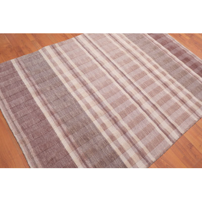 Tapis unique en laine gris / beige 5 pi x 7 pi Merri