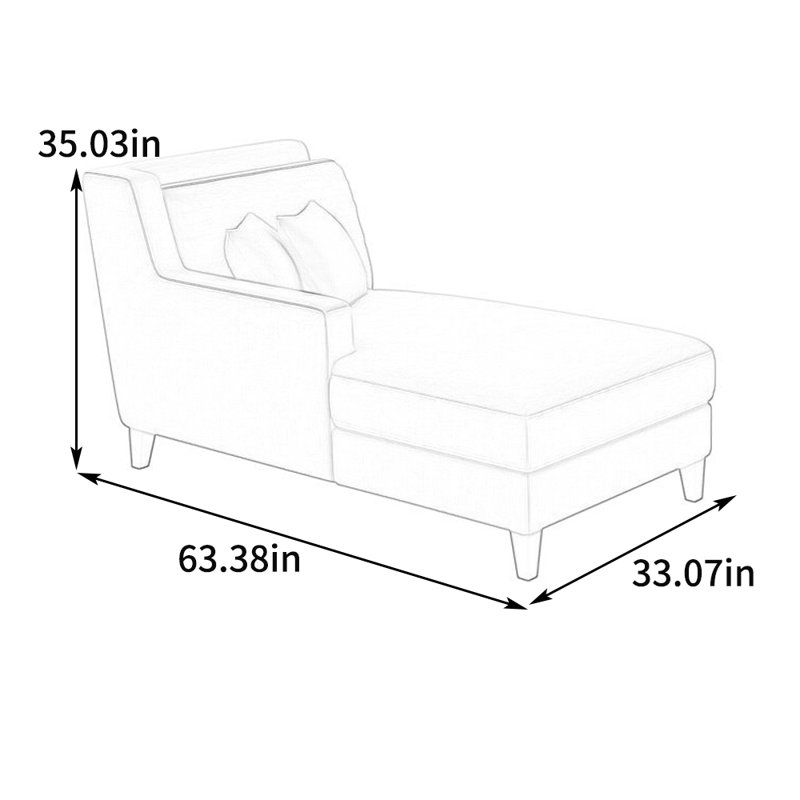 High Elastic Sponge Cotton And Linen Recliner Upholstered Chaise Lounge, Cream-Yellow, Right Hand Facing
