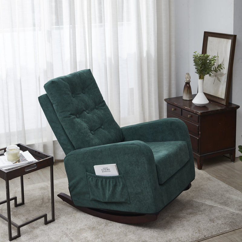 Chaise berçante rembourrée capitonnée Faymon, Vert