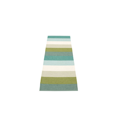 Molly Striped Area Rug in Forest Green/Gray/White/Beige