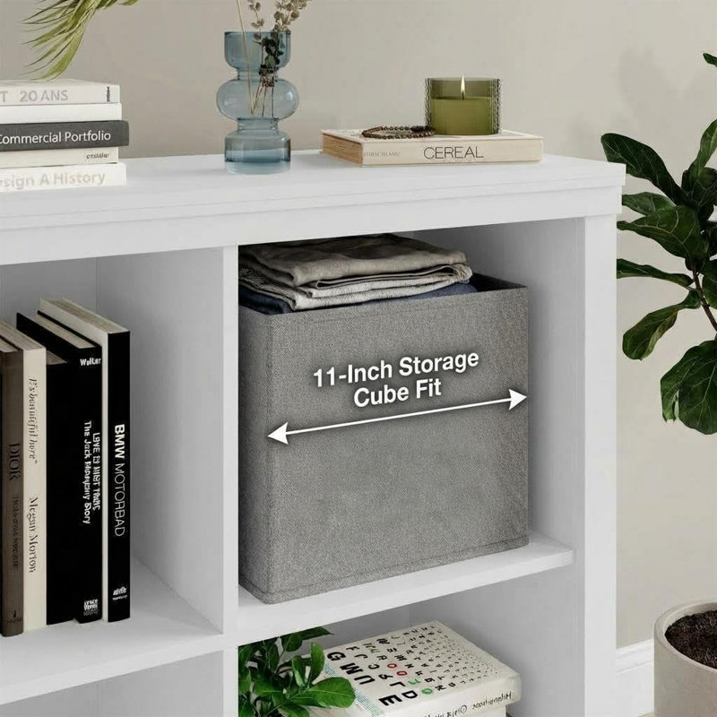 53" Tall 6-Cube Wooden Bookshelf Organizer, 3-Tier Open Storage Shelf with Anti-Tip Kit, Natural
