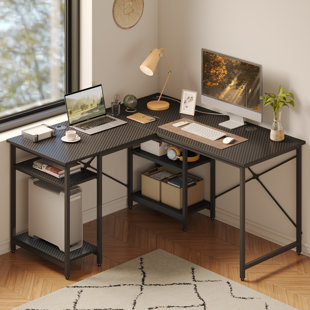 Bestier Petit bureau d'angle réversible en forme de L avec étagères de 119  cm, table de rangement pour ordinateur à domicile, bureau à domicile, petit