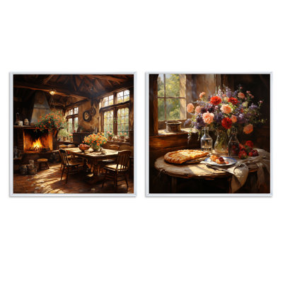 Rustic Elegant Flower Pizza Country Home - Ensemble de 2 collages carrés à pizza