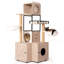 Arbre à chat 63 po multifonctionnel avec bac à litière - Comprend un coussin lavable amovible, des poteaux à griffer et un support à jouets, design moderne, gris rustique
