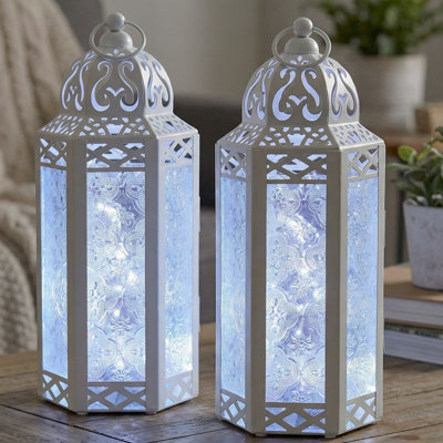 Decorative Moroccan Candle Lantern with LED Fairy Lights