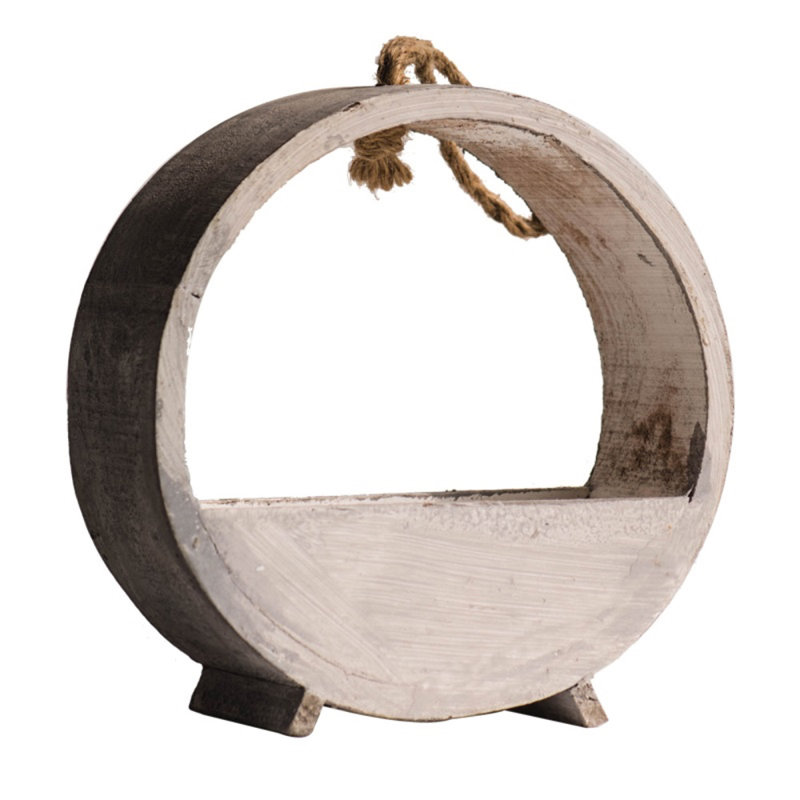 Wood Hanging Planter, 7.7" H x 3.1" W x 7.7" D