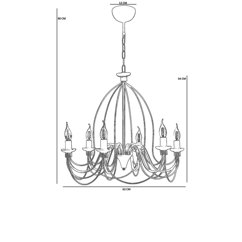 Lustre élégant en métal gris, hauteur réglable 21,3 po x 21,3 po x 35,4 po | Corps en métal durable, plaque de base de 4,7 po x 2,8 po | 6 x douilles E14 de 40 W maximum (ampoules non incluses) | Parfait pour le salon et la salle à manger