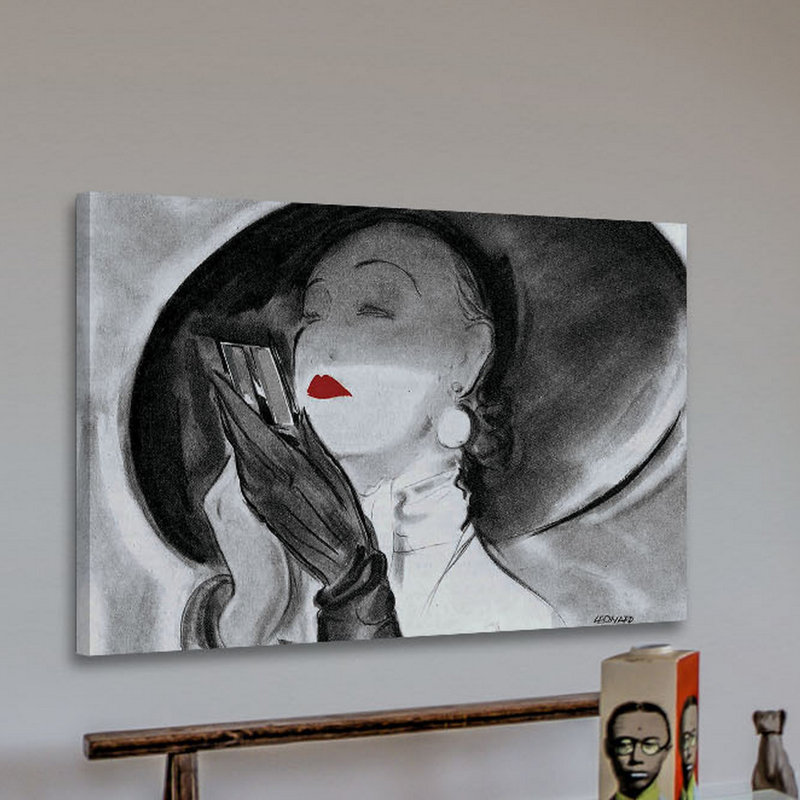 «Vintage Fashion Hat Lady», reproduction sur toile tendue, H 16 po x l 24 po x P 1,5 po