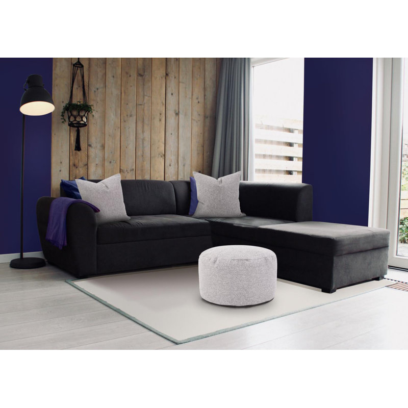 Pouf rond de 22 po de largeur, Polyester pierre Panama