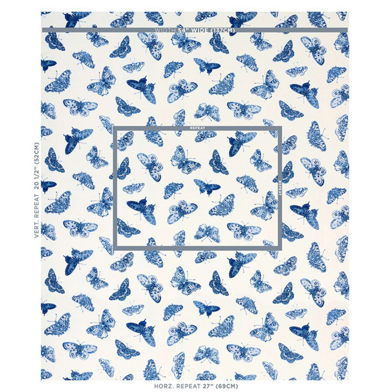 Tissu Burnell Butterfly, Bleu
