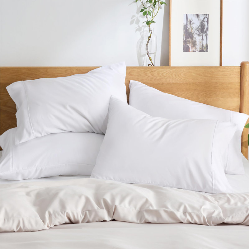 Ensemble de 4 taies d'oreiller de literie - Housse de coussin en microfibre de polyester, Blanc