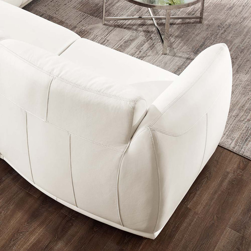Canapé modulaire en cuir 3 pièces Moon, Cuir véritable blanc