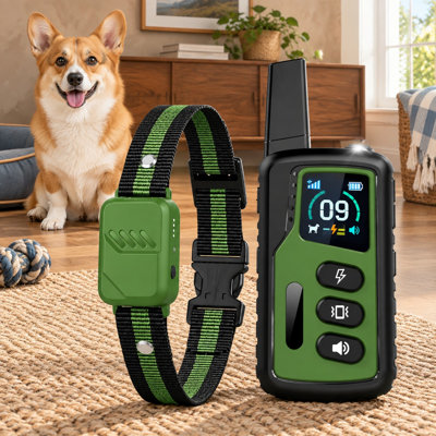 A remote with 4500FT range operates this IP68 waterproof shock-training collar for small, medium, and large dogs; safety lock and safety light accompany 3 humane modes—beep, vibration, and shock—with fulfillment-service shipping.