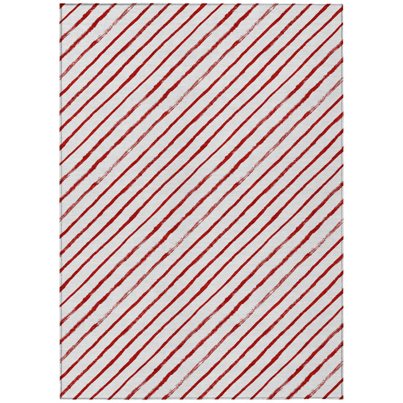 Tapis intérieur/extérieur lavable à rayures rouges et blanches 2,74 m x 3,66 m