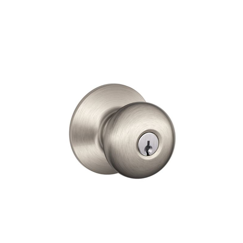 Plymouth F Series Keyed Entry Knobset with Round Rosette, Antique Brass