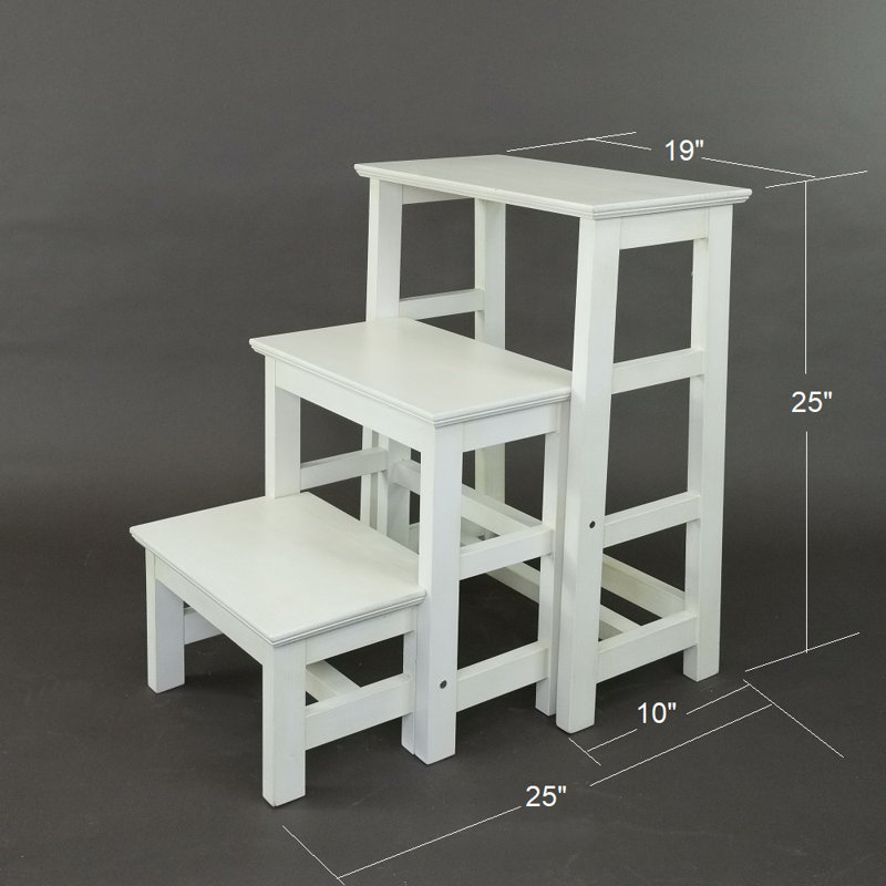 3 - Step Wood Lightweight Folding Step Stool, White