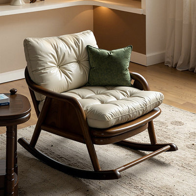 Single Living Room Faux Leather Rocking Chair