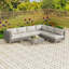 Ensemble de canapé modulaire d'extérieur 7 pièces, ensemble de conversation modulaire en osier avec table basse et coussins en verre trempé-680045273
