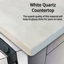 Meuble-lavabo double blanc l 84 po x P 22 po, comptoir en quartz blanc et miroirs 34 po