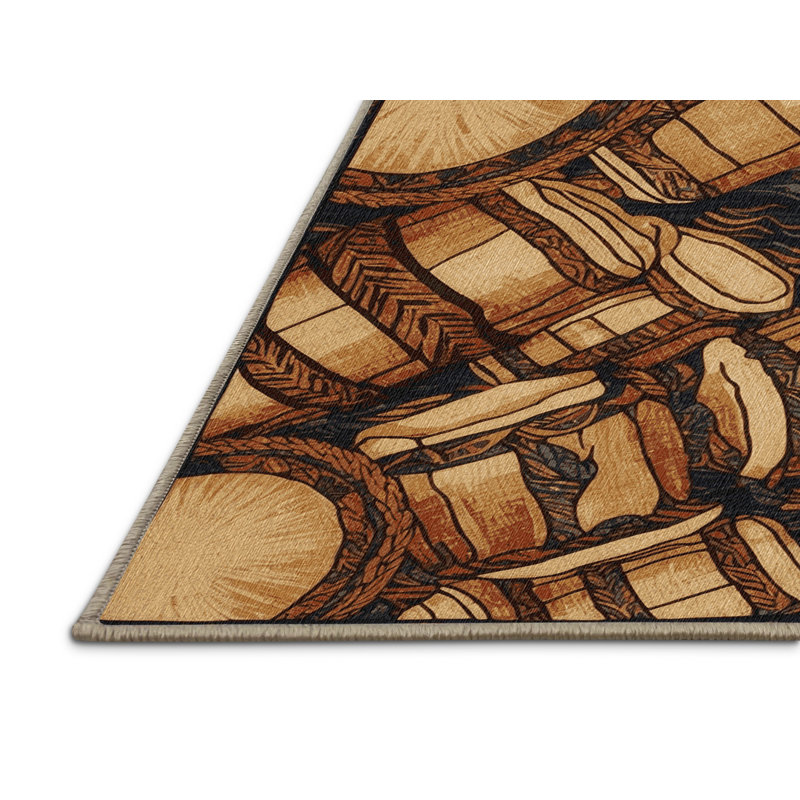 Washable Hawaiian Drums Hawaiian Area Rug, Rectangle 7' x 9'