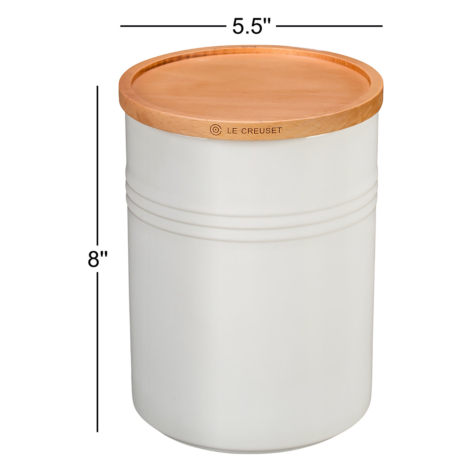 Metallics Kitchen Canister, White, 8" H x 5.5" W x 5.5" D