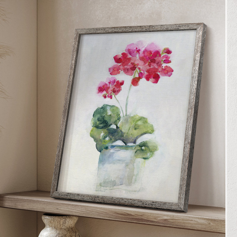 «Soft Geranium II», reproduction encadrée - bois massif 47617, H 11 po x l 9 po