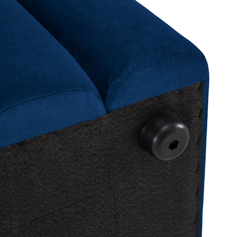 Banc de salle d'attente de 54,5 po de largeur, banc de réception pour invités, tissus en velours, Bleu