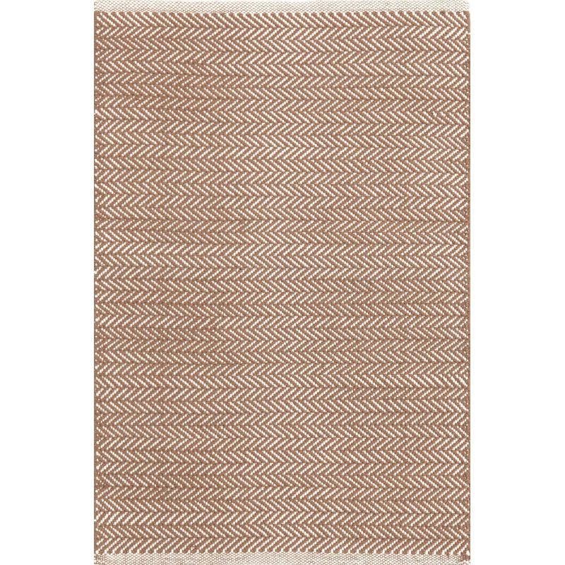 Herringbone Stone Handwoven Cotton Rug, Rectangle 7'6" x 9'6"