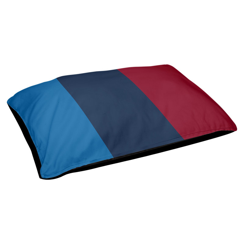 Coussin rectangulaire designer Tampa Bay, Petit (L 18 po x l 28 po), Bleu aviateur / bleu nuit polaire / rouge