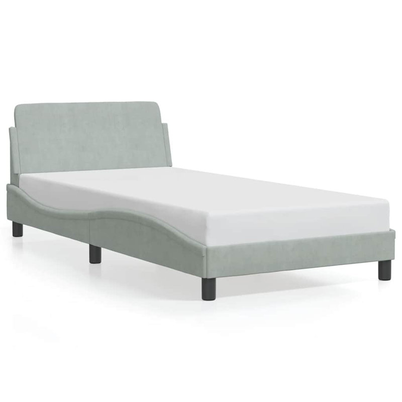 vidaXL Bed Frame Dover Light Grey 100x203 cm Velvet, Light Gray, Twin XL