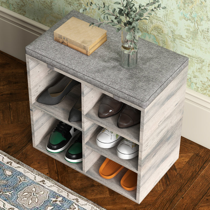 Banc de rangement pour chaussures 5 paires, gris