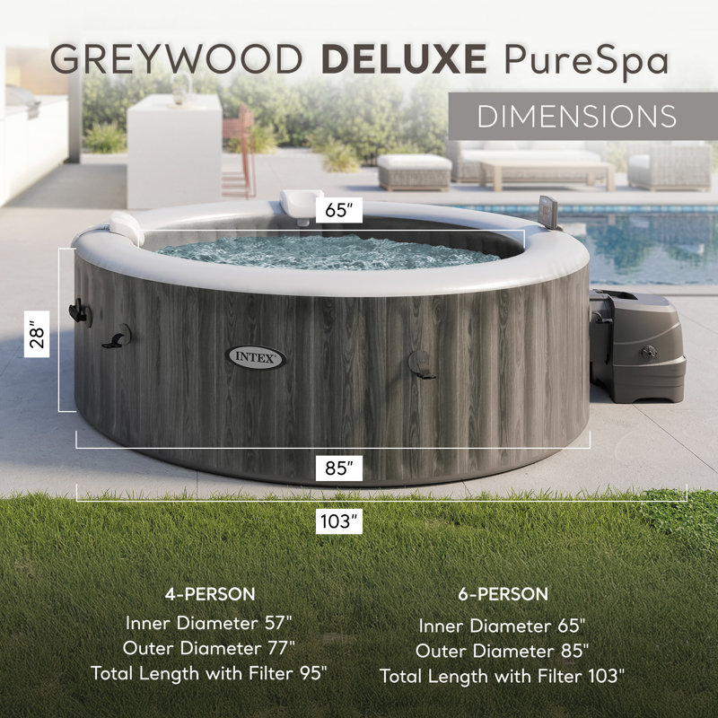 Intex 120 Volt 6 Person 140 - Jet Plastic Round Inflatable Hot Tub