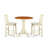 3 Piece Kitchen Counter Height Dining Set Contains a Round Dining Room Table with Pedestal and 2 Linen Fabric Upholstered Chairs, Buttermilk & Cherry-1838624541-1838624537-1838624538