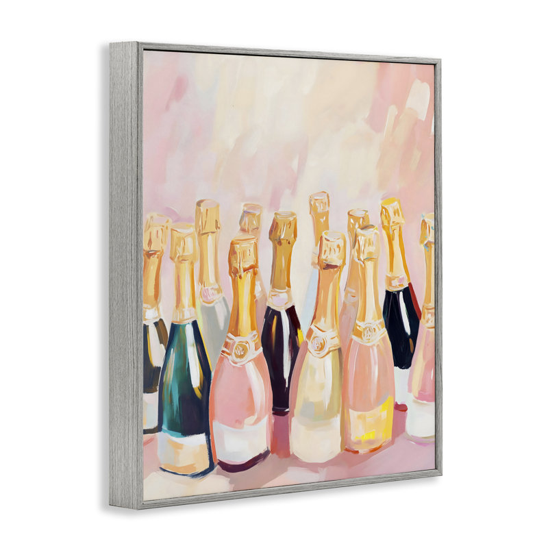 Collection de bouteilles de champagne Blush, giclée encadrée, design par The Prints Vibe, 20 x 16