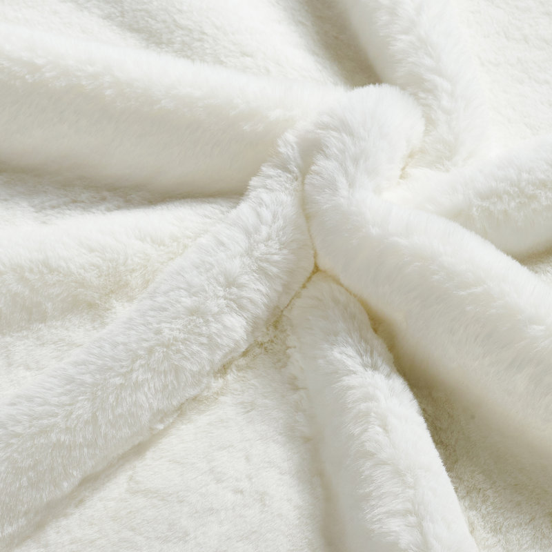 Jeté lourd en fausse fourrure, L 60 po x L 80 po, Blanc éclatant