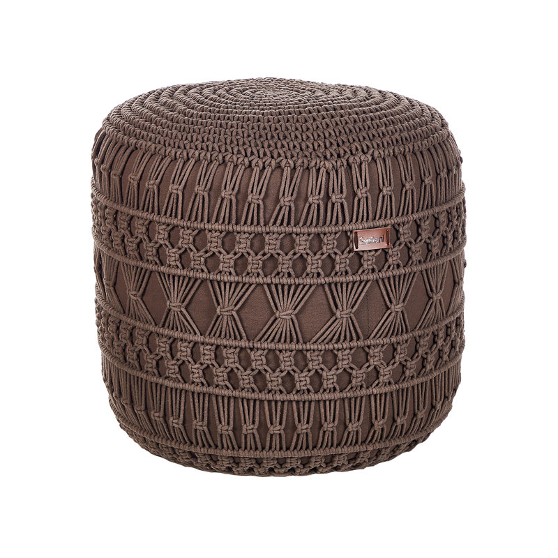Cobina 45cm Wide Round Pouf Ottoman, Brown